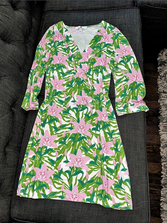 Jean Pierre Dresses & Skirts - Jean Pierre Klifa Paris Floral Dress in Green & Pink Size Medium